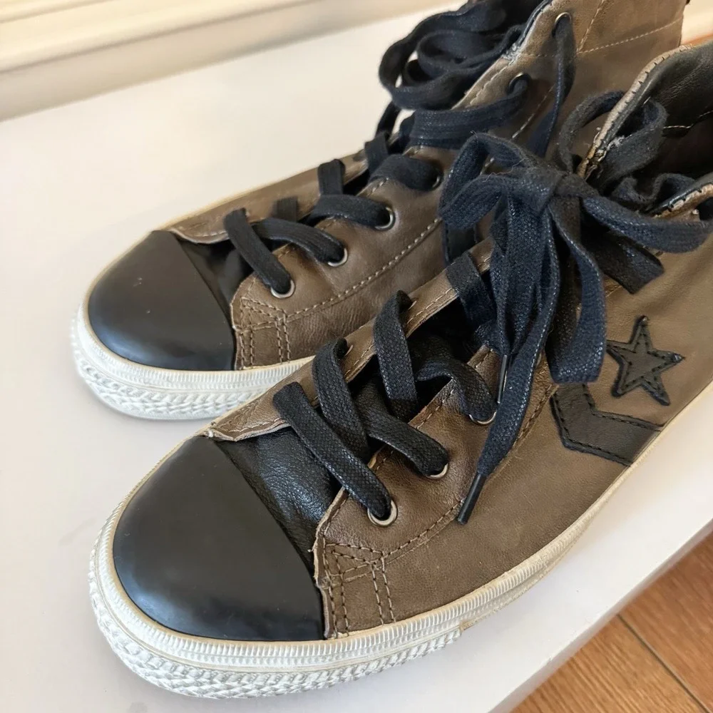 Rare Converse x‎ John Varvatos Pro Leather Hi Brown Black Chuck Taylor READ
